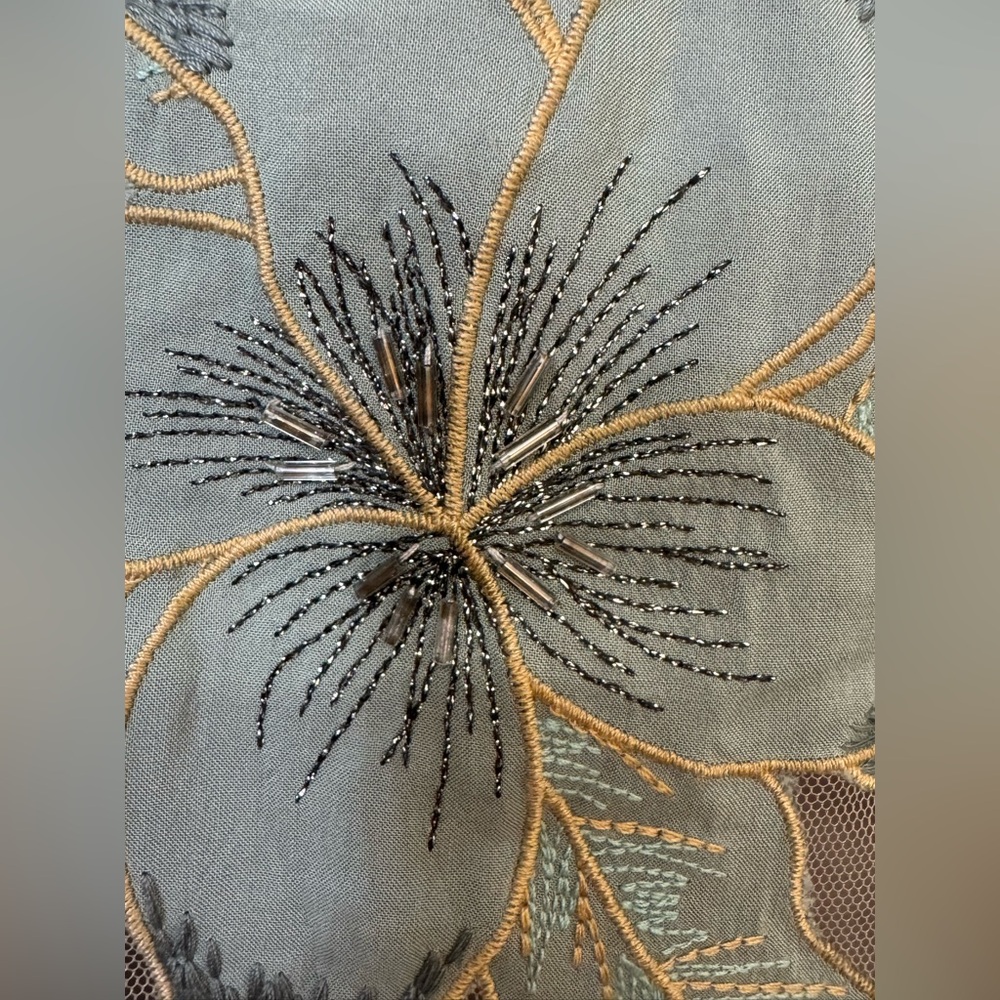 Miss Me Double Tank with Blue Floral Embroidery and Beaded - Picture 5 of 12